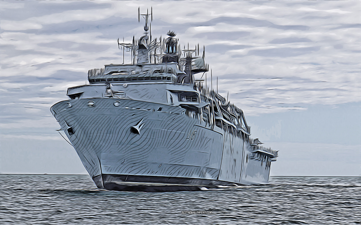HMS Baluardo, L15, 4 k, arte vettoriale, HMS Baluardo disegno, arte creativa, HMS Baluardo arte, disegno vettoriale, astratto navi, HMS Baluardo L15, Royal Navy
