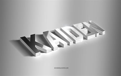Kaiden, silver 3d art, gray background, wallpapers with names, Kaiden name, Kaiden greeting card, 3d art, picture with Kaiden name