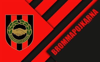 إذا Brommapojkarna, 4k, شعار, تصميم المواد, السويدي لكرة القدم, الأحمر الأسود التجريد, الدوري السويدي الممتاز, Bromma, السويد, كرة القدم, Brommapojkarna FC