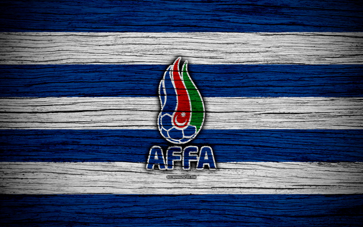 4k, Azerbaijan national football team, logo, Europe, football, wooden texture, soccer, Azerbaijan, European national football teams, Azerbaijani Football Federation