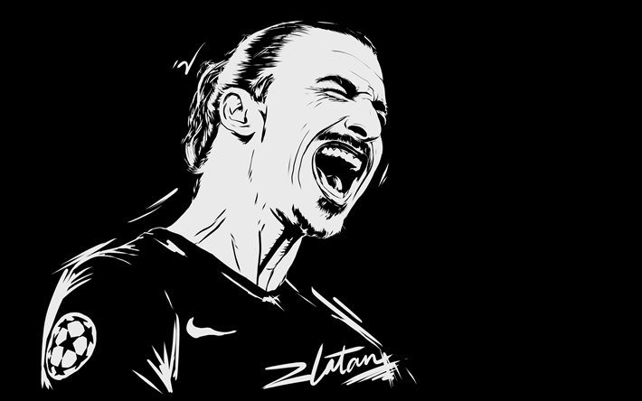 Zlatan Ibrahimovic, 4k, minimal, art, football stars, Ibrahimovic