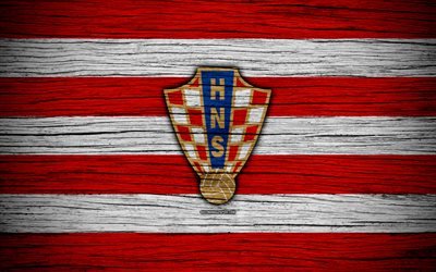 4k, Hırvatistan Milli Futbol Takımı, logo, Avrupa, Futbol, ahşap doku, futbol, Hırvatistan, Avrupa ulusal futbol takımı, Hırvatistan Futbol Federasyonu