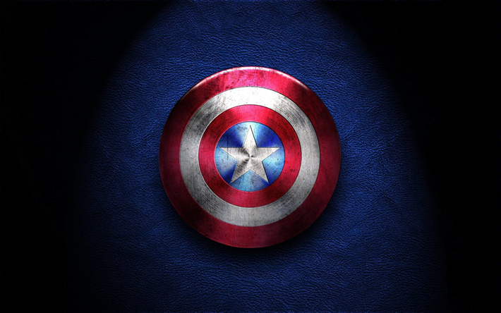 Captain America bouclier, le logo, les super-h&#233;ros, les t&#233;n&#232;bres, Captain America
