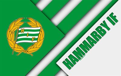 Hammarby if, 4k, le logo, la conception de mat&#233;riaux, le su&#233;dois club de football, blanc, vert abstraction, Allsvenskan, Stockholm, Su&#232;de, le football, le FC Hammarby