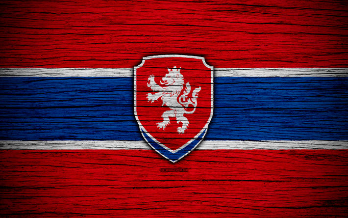4k, Tšekin Tasavallan jalkapallomaajoukkue, logo, Euroopassa, jalkapallo, puinen rakenne, Tšekin Tasavalta, Euroopan kansallisten jalkapallo joukkueet, Tshekin Jalkapalloliitto