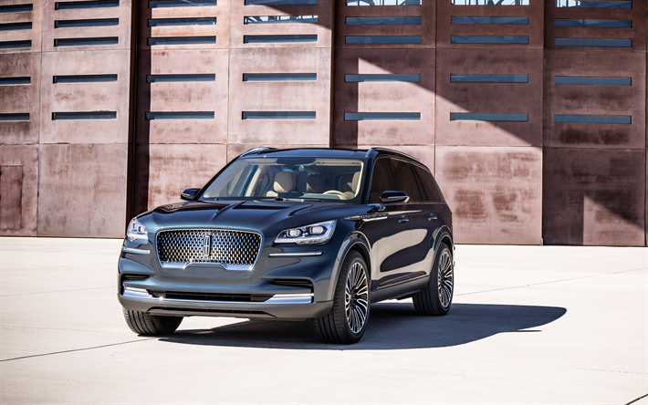 Lincoln Aviator, 2018, 4k, luxury crossover, front view, exterior, new blue Aviator, Lincoln
