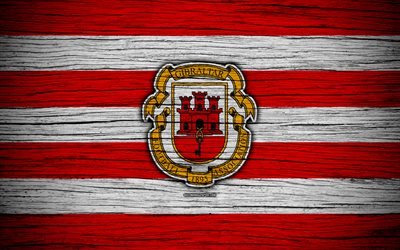 4k, Gibraltar national football team, logo, Europe, football, wooden texture, soccer, Gibraltar, European national football teams, Gibraltar Football Federation