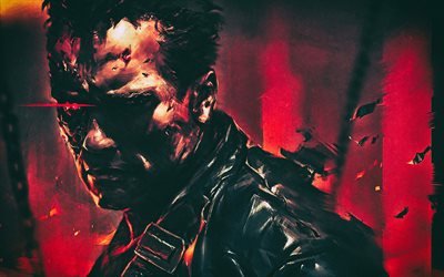 Terminator, 4k, s&#252;per kahramanlar, sanat, Arnold Schwarzenegger