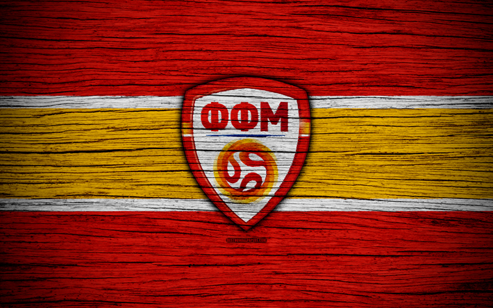4k, Makedonia, kansallisten jalkapalloliittojen joukkue, logo, Euroopassa, jalkapallo, puinen rakenne, Euroopan kansallisten jalkapallo joukkueet, Macedonian Football Federation