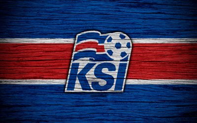 4k, Iceland national football team, logo, Europe, football, wooden texture, soccer, Iceland, European national football teams, Icelandic Football Federation