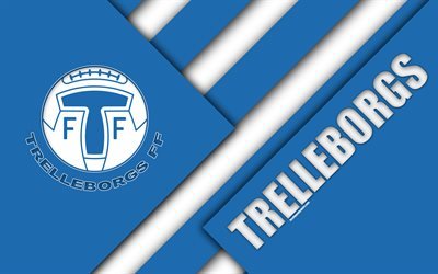 Trelleborgs FF, 4k, شعار, تصميم المواد, السويدي لكرة القدم, الأزرق الأبيض التجريد, الدوري السويدي الممتاز, تريلبورغ, السويد, كرة القدم, Trelleborgs FC