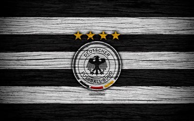 4k, Germany national football team, logo, Europe, football, wooden texture, soccer, Germany, European national football teams, German Football Federation