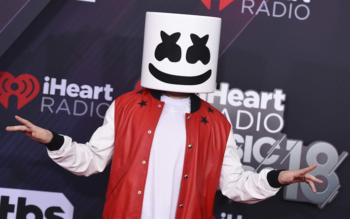 Marshmello DJ, 4k, photoshoot, iHeartRadio Music Awards, DJ superstar DJ Marshmello
