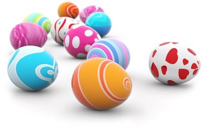 Easter eggs, rendering, 3d painted eggs, Easter, decoration