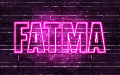 Fatma, 4k, wallpapers with names, female names, Fatma name, purple neon lights, Happy Birthday Fatma, popular turkish female names, picture with Fatma name