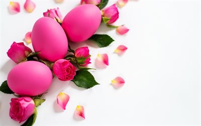 Rosa påskägg, vår, rosa rosor, påsk, vårhelg, påskägg
