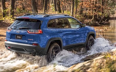 2021, Jeep Cherokee, vista traseira, exterior, SUV azul, novo Cherokee azul, carros americanos, Jeep