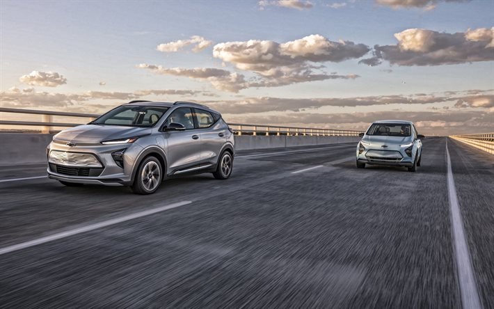 2022, Chevrolet Bolt, framifr&#229;n, exteri&#246;r, elbilar, nya silverbult, amerikanska elbilar, Chevrolet