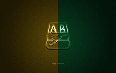 Atletico Bucaramanga, squadra di calcio colombiana, logo verde giallo, sfondo verde giallo in fibra di carbonio, Categoria Primera A, calcio, Bucaramanga, Colombia, logo Atletico Bucaramanga