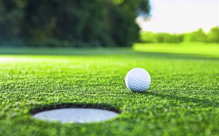 golfe, campo de golfe, grama verde, bola de golfe, conceitos de golfe, ver&#227;o