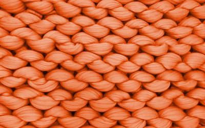 trama di corda arancione, trama a maglia arancione, sfondo a maglia arancione, trama di corda, trama di filo arancione