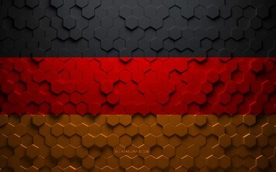Bandiera della Germania, arte a nido d&#39;ape, bandiera esagonale della Germania, Germania, arte esagonale 3d, bandiera della Germania