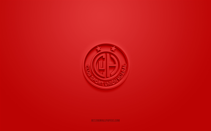union huaral, luova 3d-logo, punainen tausta, peruvian primera division, 3d-tunnus, perun jalkapalloseura, huaral, peru, 3d-taide, liga 1, jalkapallo, union huaral 3d-logo