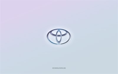 Toyota logo, cut out 3d text, white background, Toyota 3d logo, Toyota emblem, Toyota, embossed logo, Toyota 3d emblem