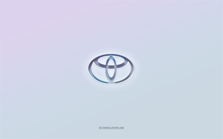 Toyota logo, cut out 3d text, white background, Toyota 3d logo, Toyota emblem, Toyota, embossed logo, Toyota 3d emblem