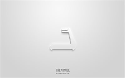 Treadmill 3d icon, white background, 3d symbols, Treadmill, sport icons, 3d icons, Treadmill sign, sport 3d icons