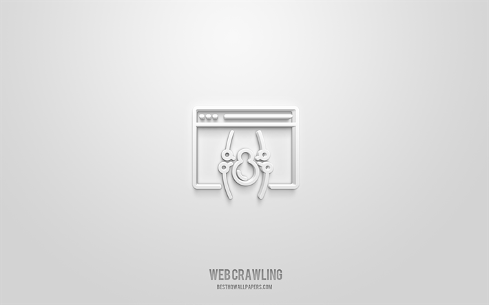 web crawling 3d icon, white background, 3d symbols, web crawling, seo icons, 3d icons, web crawling sign, seo 3d icons