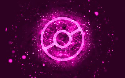 ポケモンgoパープルロゴ, 4k, 紫色のネオンライト, クリエイティブ, 紫の抽象的な背景, ポケモンgoロゴ, オンラインゲーム, ポケモンgo