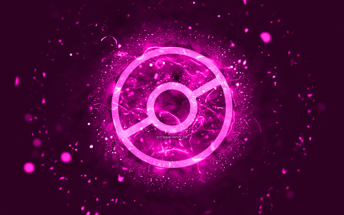 ポケモンgoパープルロゴ, 4k, 紫色のネオンライト, クリエイティブ, 紫の抽象的な背景, ポケモンgoロゴ, オンラインゲーム, ポケモンgo