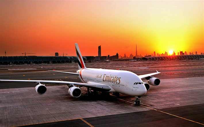 ايرباص A380, 4k, مطار, طائرة ركاب, A380, الطيران المدني, ايرباص