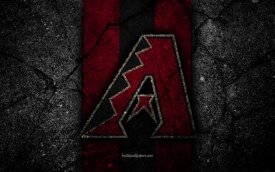 4k, Arizona Diamondbacks, logo, MLB, baseball, USA, pietra nera, Major League di Baseball, asfalto, texture, arte, club di baseball, Arizona Diamondbacks logo