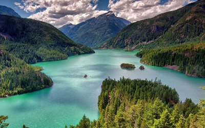 Devil Lake, summer, mountains, Washington, USA, America
