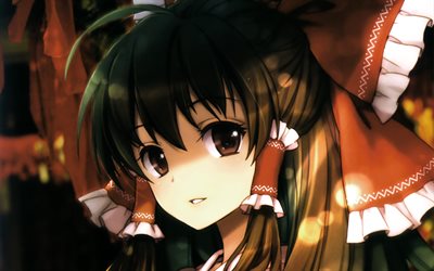 Reimu Hakurei, portre, manga, anime karakterler, Touhou