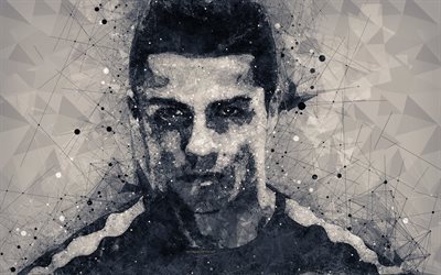 Download wallpapers Cristiano Ronaldo, creative art portrait, geometric ...