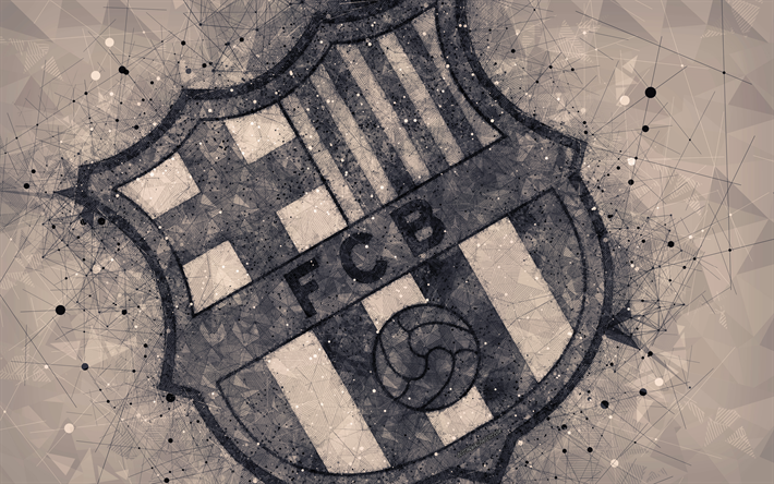FC barcelone, Catalogne, Espagne, cr&#233;atif g&#233;om&#233;trique, logo, embl&#232;me, l&#39;art, l&#39;espagnol, le club de football, La Liga, geometric art, football