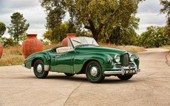 Jowett Jupiter, 4k, voitures r&#233;tro, 1954 voitures, HDR, vert, cabriolet, 1954 Jowett Jupiter, Jowett