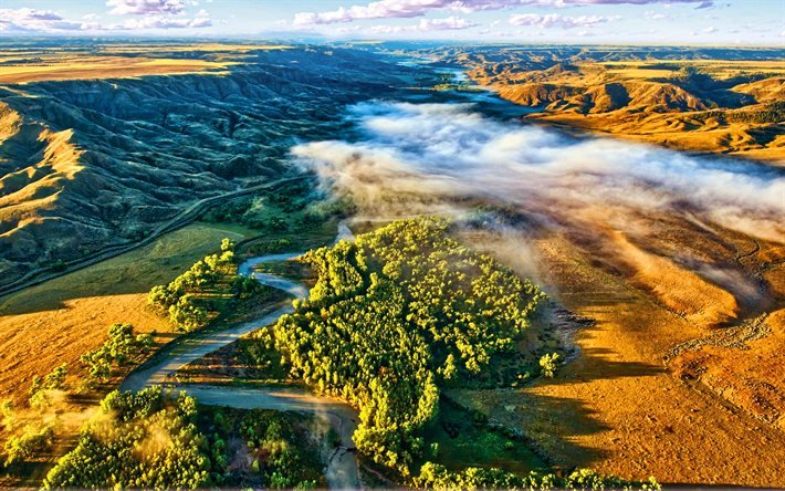 Judith River, ilmakuva, Missouri-Joen sivujoet, kaunis luonto, USA, Amerikassa, vuoret