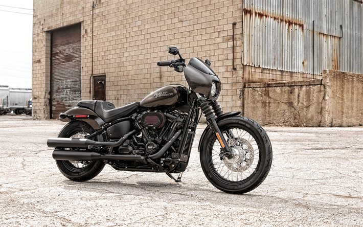 2019, Street Bob Motocicletas, Harley-Davidson, negro de la motocicleta, exterior, american motocicletas
