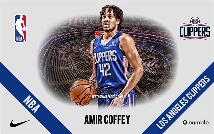 Amir Coffey, Los Angeles Clippers, Amerikkalainen Koripalloilija, NBA, muotokuva, USA, koripallo, Staples Center, Los Angeles Clippers-logo