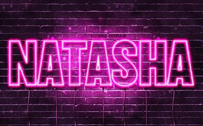Natasha, 4k, adları Nataşa adı ile, Bayan isimleri, Natasha adı, mor neon ışıklar, Mutlu Yıllar Natasha, resimli duvar kağıtları