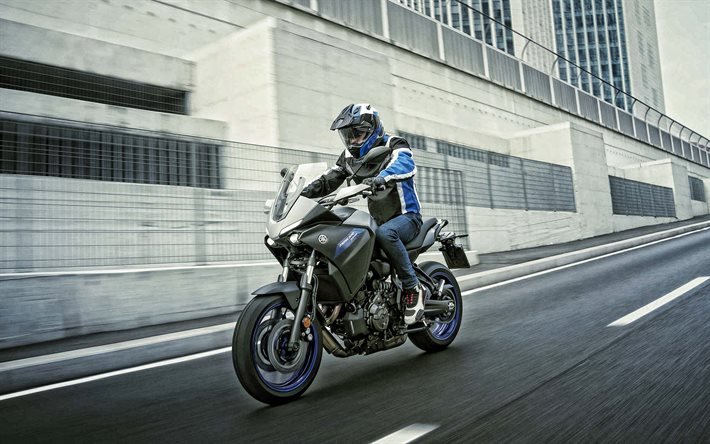 2020, Yamaha Tracer 900 GT, Sport Touring, framifr&#229;n, nya motorcyklar, new blue Tracer 900, japanska motorcyklar, Yamaha