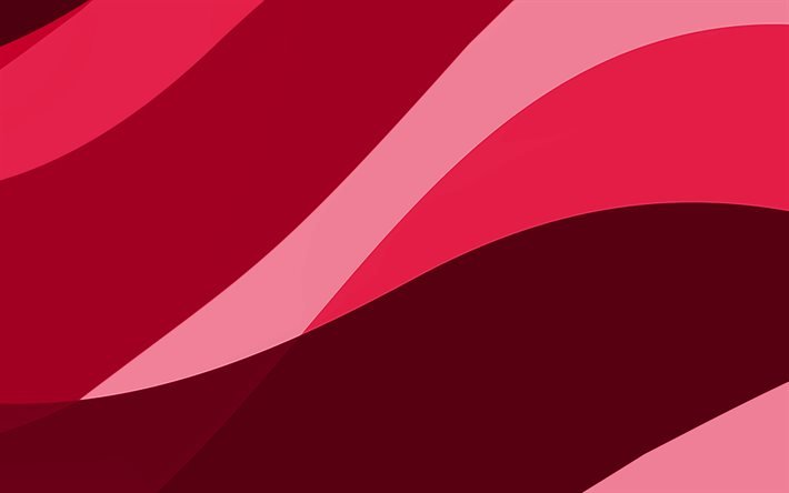 pink abstract waves, 4k, minimal, pink wavy background, material design, abstract waves, pink backgrounds, creative, waves patterns