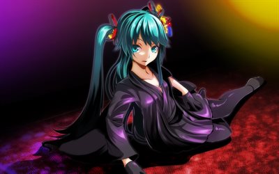 Hatsune Miku, night, artwork, manga, Vocaloid