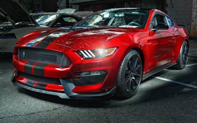 ford mustang gt350 shelby, 2018, rot sport coupe, tuning, neuen rote mustang, american sports cars, ford