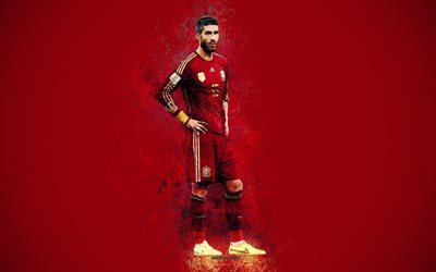 Sergio Ramos, art, 4k, Espanjan jalkapallomaajoukkue, creative art, grunge-tyyliin, jalkapallo, Espanja, paint taidetta