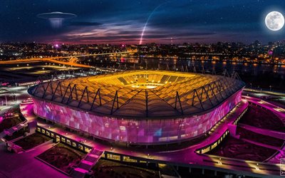 Rostov Arena, 4k, Ryska football stadium, kv&#228;ll, markera, modern sport arena, Rostov-on-Don, Ryssland, FOTBOLLS-Vm 2018, arenor, Ryssland 2018, FC Rostov